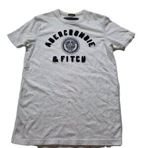 Abercrombie & Fitch Muscle T Shirt Men S White Felt Logo Applique SS Preppy Y2K